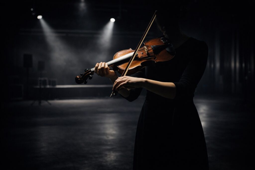 Professionelle Instrumentenaufnahme mit Geige im kreativen Skylab Studio