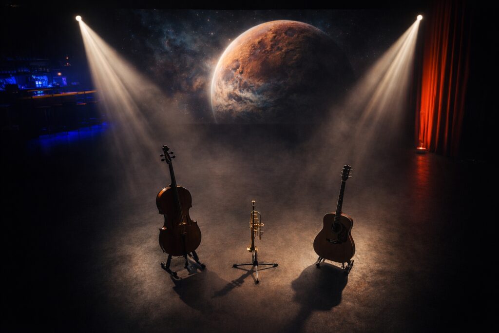 Kreative Recording Umgebung mit Lichtdesign und visueller Inszenierung im Skylab Studio